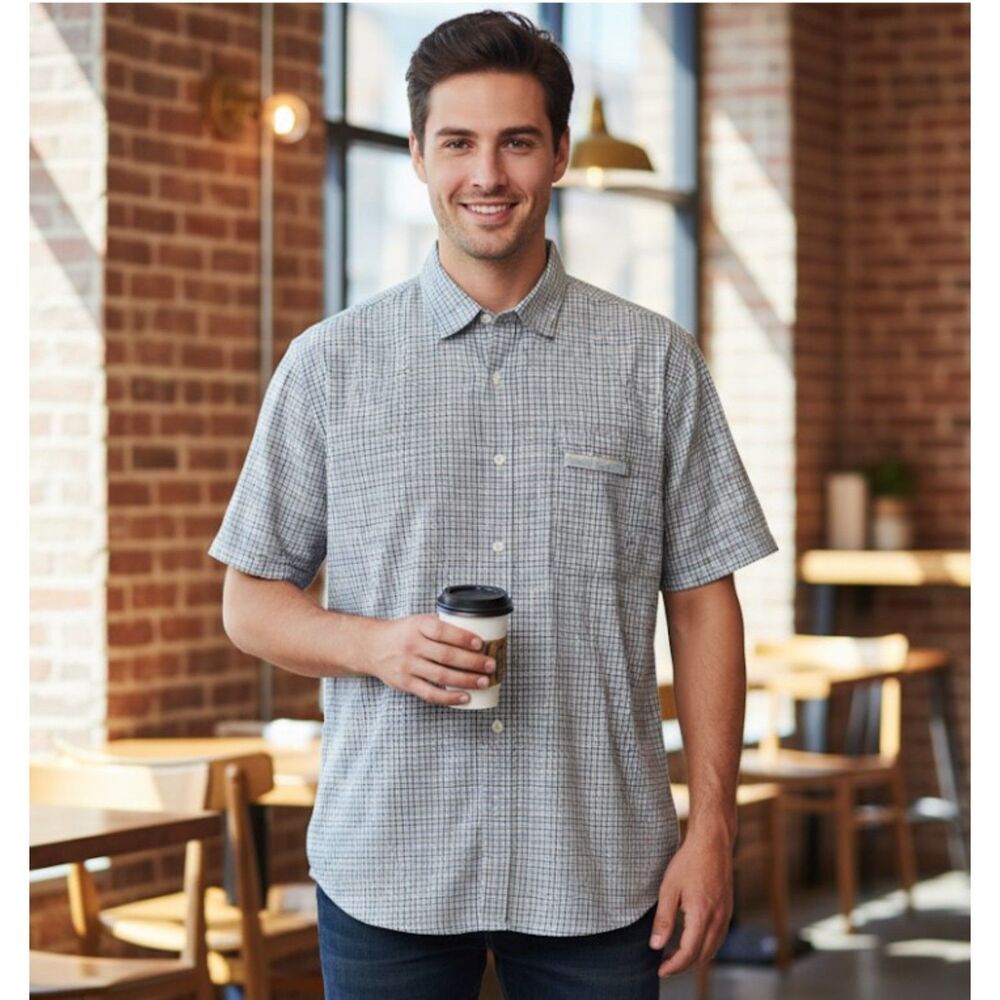DKNY Jeans Shirt Short Sleeve Button Up Summer Mens Size 2XL